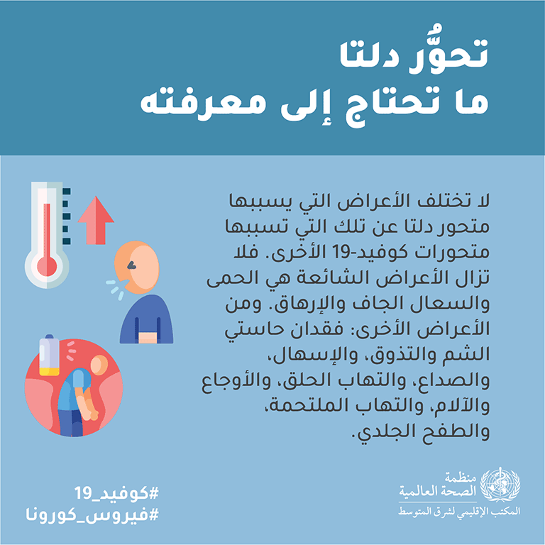 Delta variant social media symptoms - Arabic