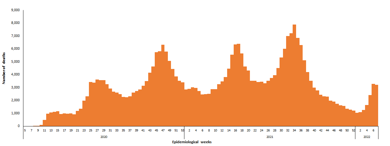 COVID-19 epidemiological weeks for deaths