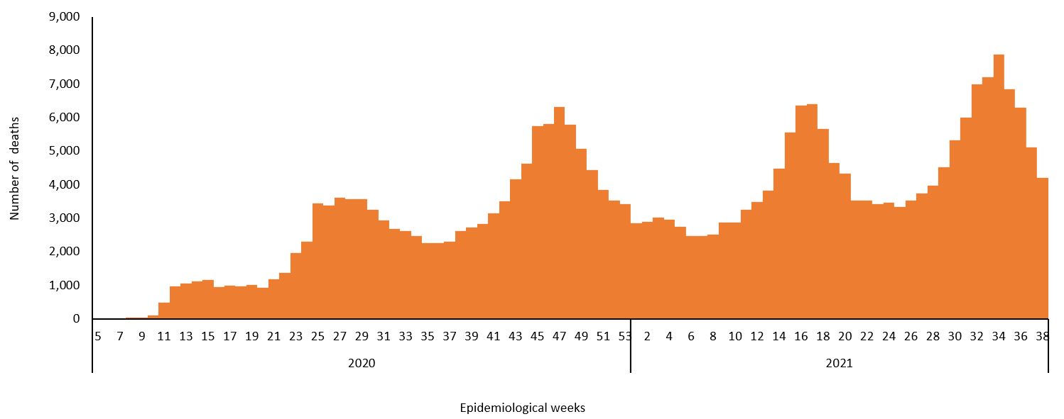 COVID-19 epidemiological weeks for deaths