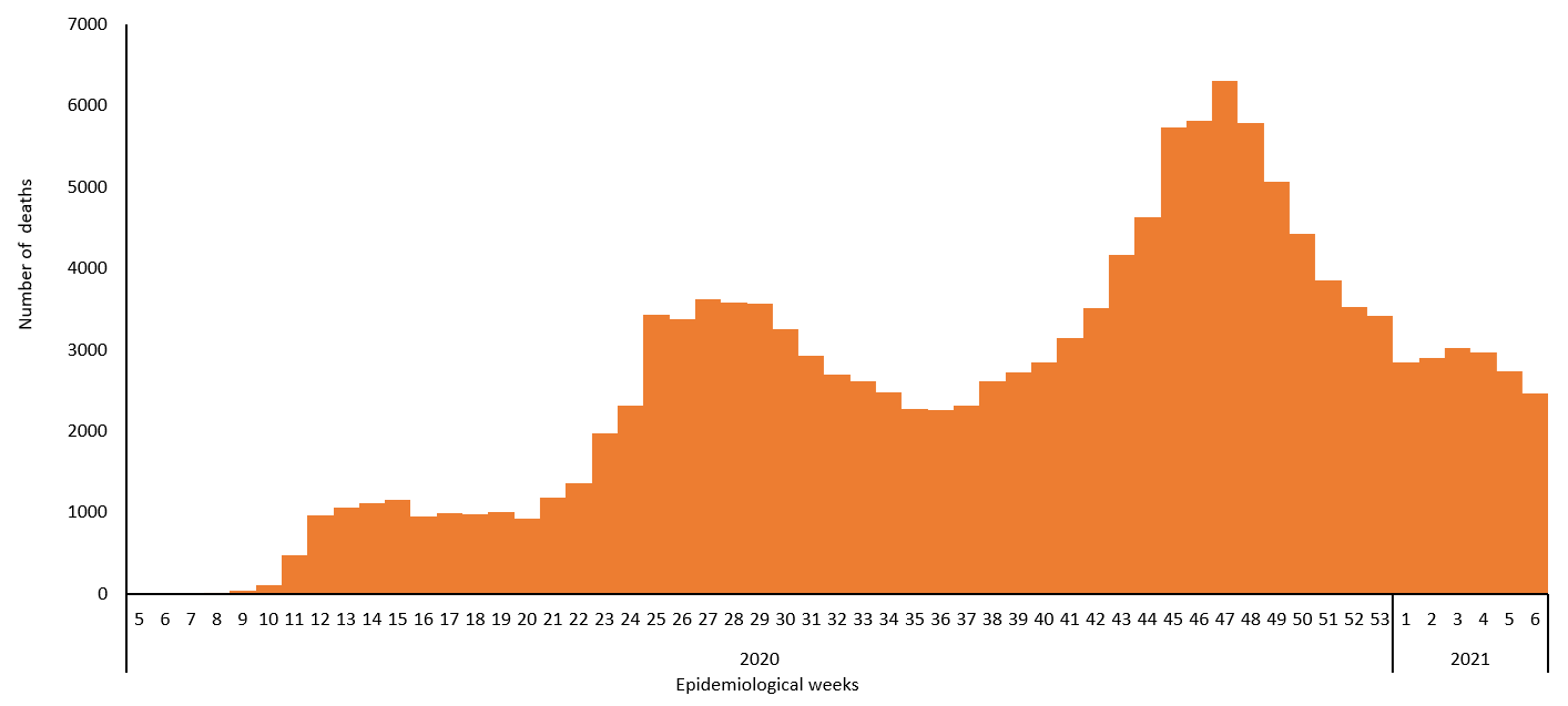 COVID-19 epidemiological weeks for deaths