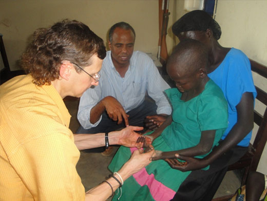 Understanding the unknown: Investigation into Nodding Syndrome Nodding Syndrome is an unexplained neurological condition, characterized by repetitive drooping forward of the head, often accompanied by convulsions. The condition predominantly affects children aged 5–15 years and thousands of cases in children have so far been reported in South Sudan. The etiology of the disease remains unknown and there is no known treatment. In August 2012, WHO organized the First International Scientific Meeting on Nodding Syndrome in Kampala, Uganda, together with the Centers for Disease Control and Prevention (CDC) and the UK Department of International Development (DFID). The meeting discussed the findings of a case-control and case-series investigation in several countries, including a study conducted by CDC and the Regional Office in South Sudan. The meeting proposed further collaborative studies to identify causes, treatment and preventive measures for this largely neglected disease prevalent in the under-resourced settings of Africa for decades.