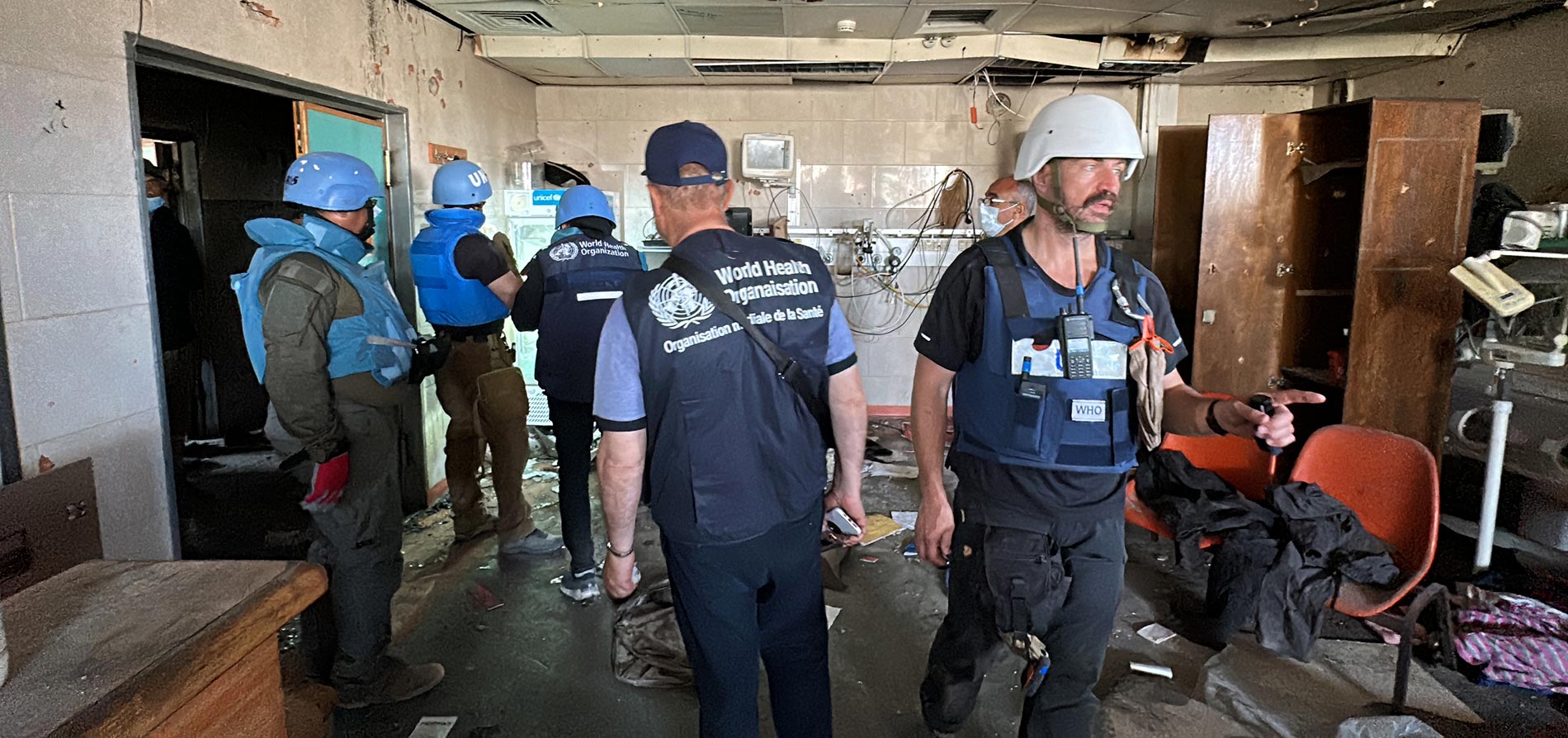 A WHO-led multi-agency mission accessed Al-Shifa Hospital in north Gaza on 5 April to conduct a preliminary assessment of the extent of destruction and identify needs to guide future efforts to restore the facility. Photo credit: © WHO