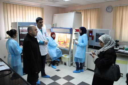 WHO experts and health staff in a health facility in Palestine