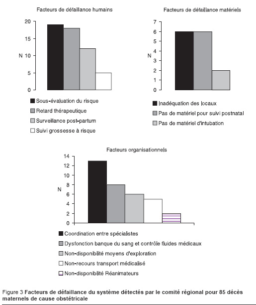 Figure 3 Facteurs de défaillance du système détectés par le comité régional pour 85 décès  maternels de cause obstétricale