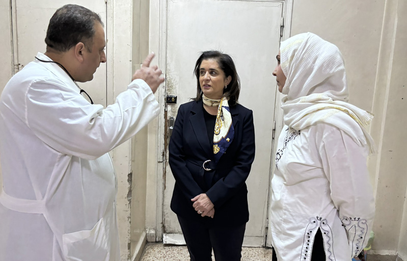 WHO Regional Director Dr Hanan Balkhy meeting with health workers at Hama National hospital, Syria.