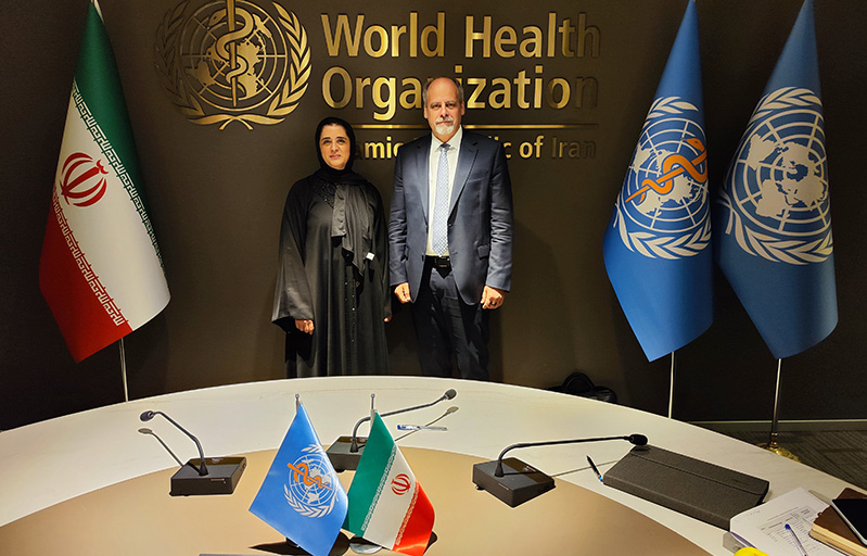 WHO Regional Director Dr Hanan Balkhy with Stefan Priesner, UN Resident Coordinator for the Islamic Republic of Iran.