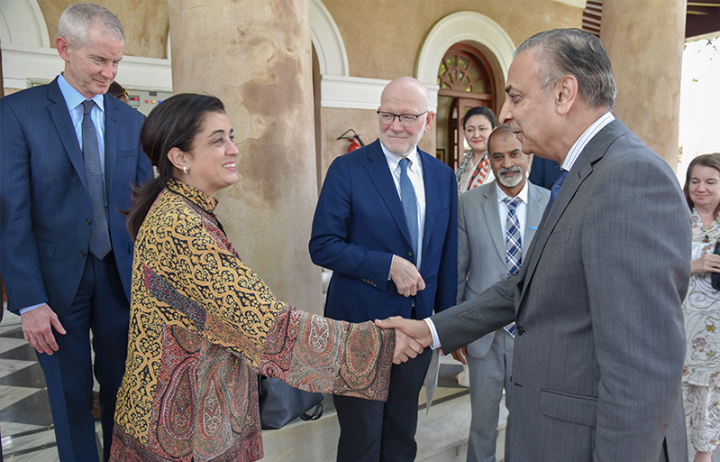 WHO Regional Director Dr Hanan Balkhy with Zahid Akhtar Zaman, chief secretary of Punjab, Pakistan.