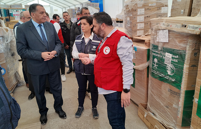 WHO Regional Director Dr Hanan Balkhy visited the Egyptian Red Crescent warehouse at Al-Arish, Egypt.