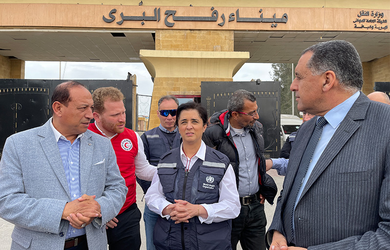 WHO Regional Director Dr Hanan Balkhy at the Rafah border-crossing in Egypt