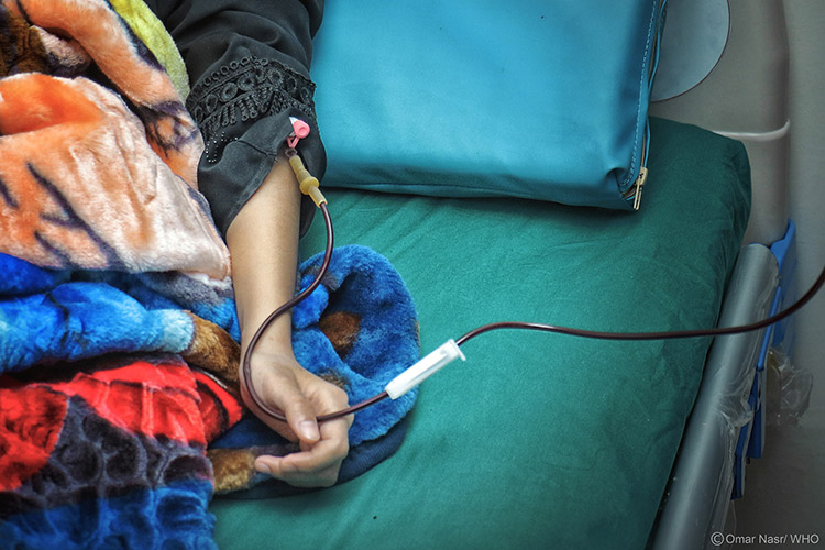 Thalassemia patient receiving a blood transfusion