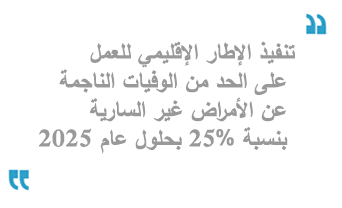 نفيذ الإطار الإقليمي للعمل على الحد من الوفيات الناجمة عن الأمراض غير السارية بنسبة 25% بحلول عام 2025