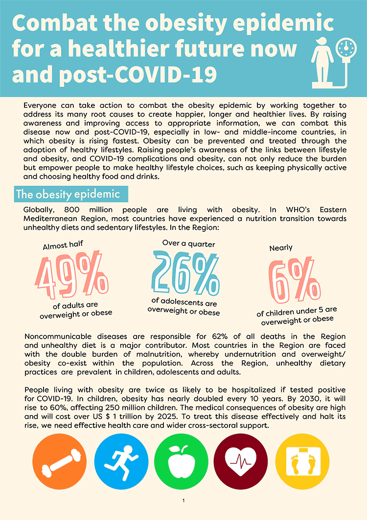 WHO calls on everyone to work together to combat the obesity epidemic for a healthier future now and post-COVID-19