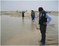 Nai Gaj river breaches banks in Johi, Dadu, 10 July 2012