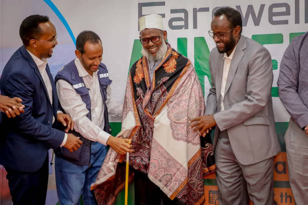 Moalim and WHO team at the farewell event in Garowe