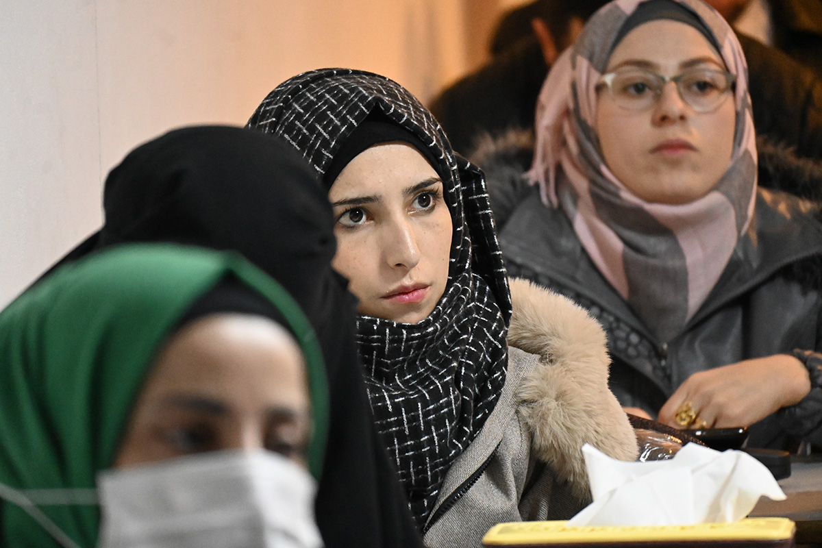 Women doctors actively listen and participate in the tuberculosis training session in Idlib. Photo: WHO/Mrinalini Santhanam