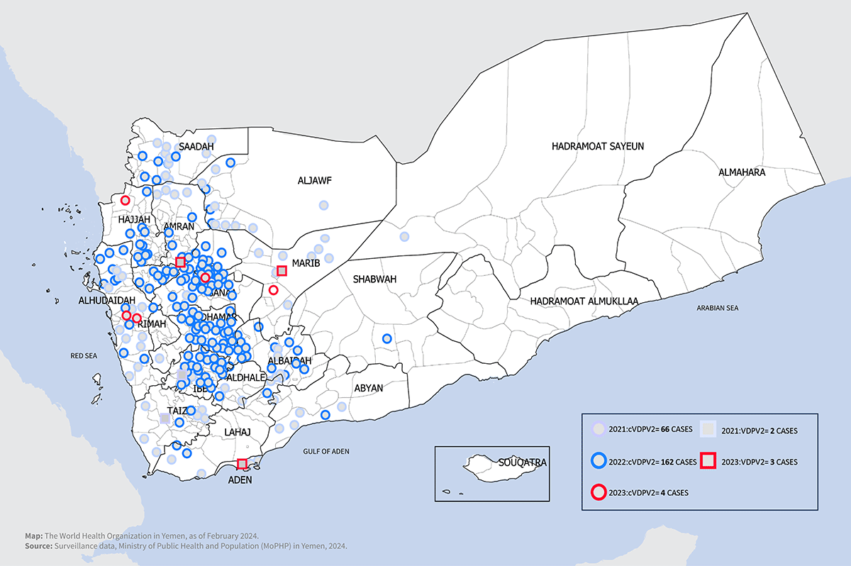 Disclaimer: The boundaries and names shown and the designations used on this map do not imply the expression of any opinion whatsoever on the part of the World Health Organization concerning the legal status of any country, territory, city or area or of its authorities, or concerning the delimitation of its frontiers or boundaries.